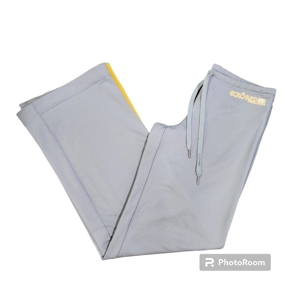 Women's Wide Leg Jogger Track Pants Drawstring Waist Grey Ankle zips Eckōred Med